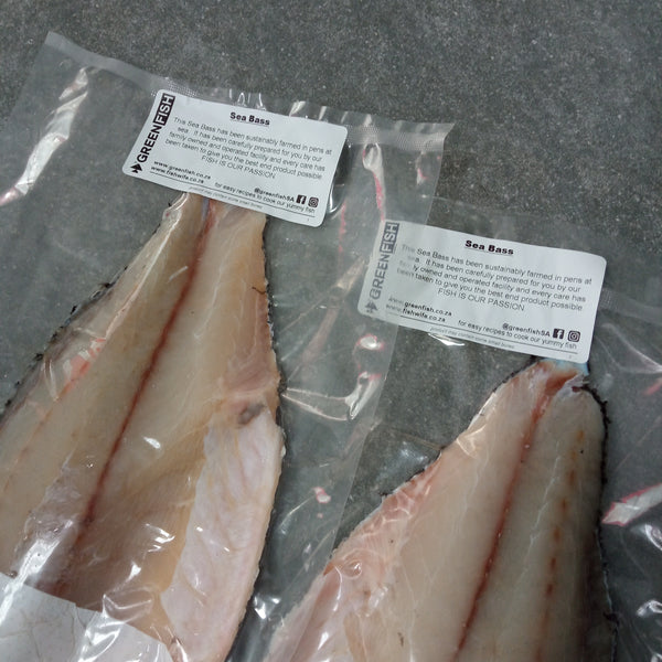 Sea Bass Fillets Frozen Box Cultivated 4 x 400g Greenfish